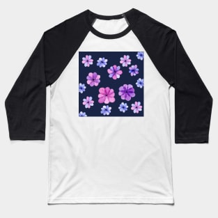 Translucent watercolor flowers with dark background Baseball T-Shirt